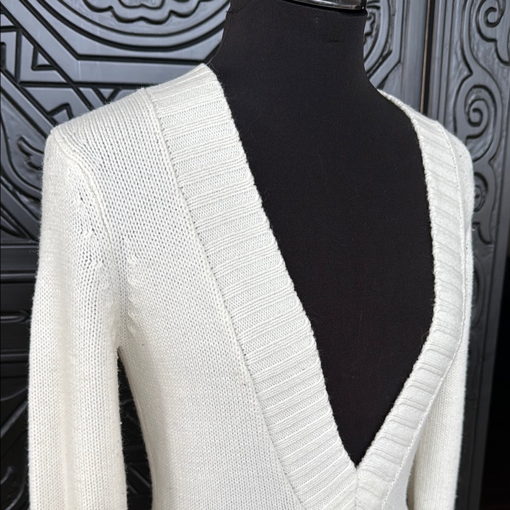 Off-White V-Neck Sweater Dress - Picture 2 of 6